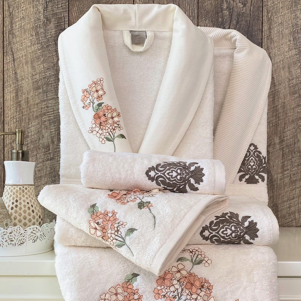 Evolin Bathrobe Set Cream 70% Bamboo 30% Cotton 6 Pcs