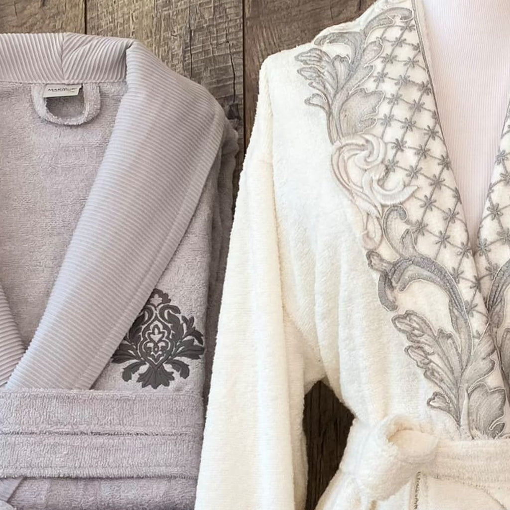 Marisca Bathrobe Set Cream - Gray 70% Bamboo 30% Cotton 6 Pcs