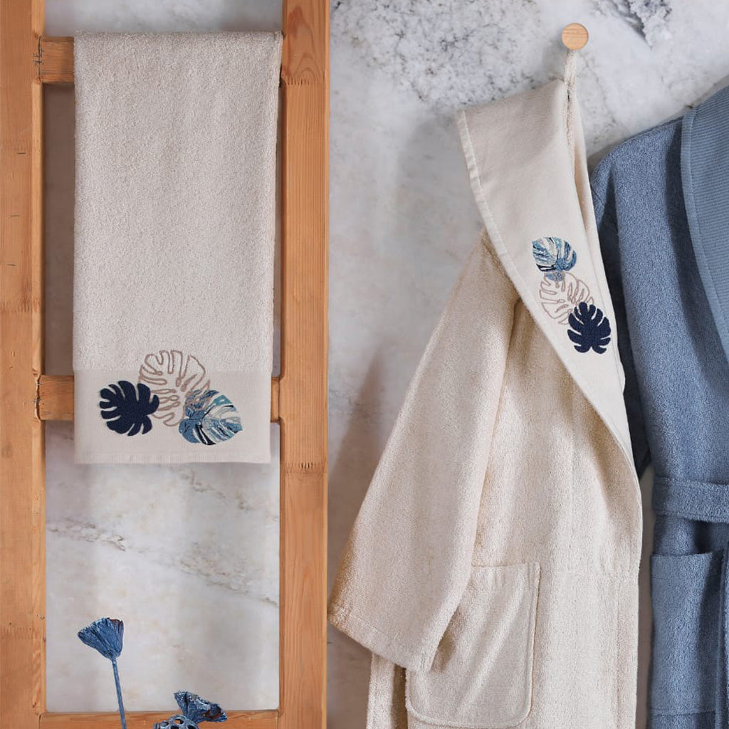 Mirabell Bathrobe Set Champagne - Indigo 70% Bamboo 30% Cotton 6 Pcs