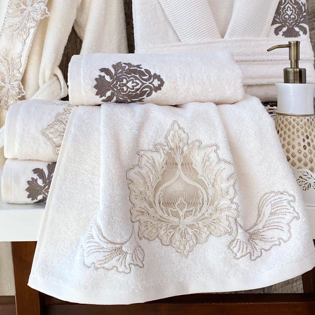 Nevea Bathrobe Set Cream - Taupe 70% Bamboo 30% Cotton 6 Pcs