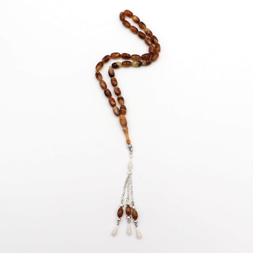 Brown Pressad Amber Misbah With 33 Beads m206