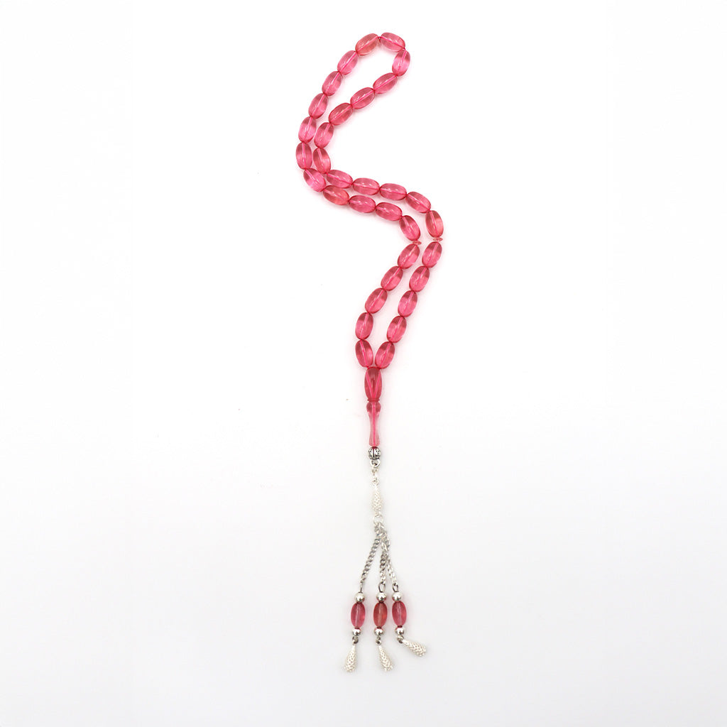 Light Pink Pressed Amber Misbah With 33 Beads m218