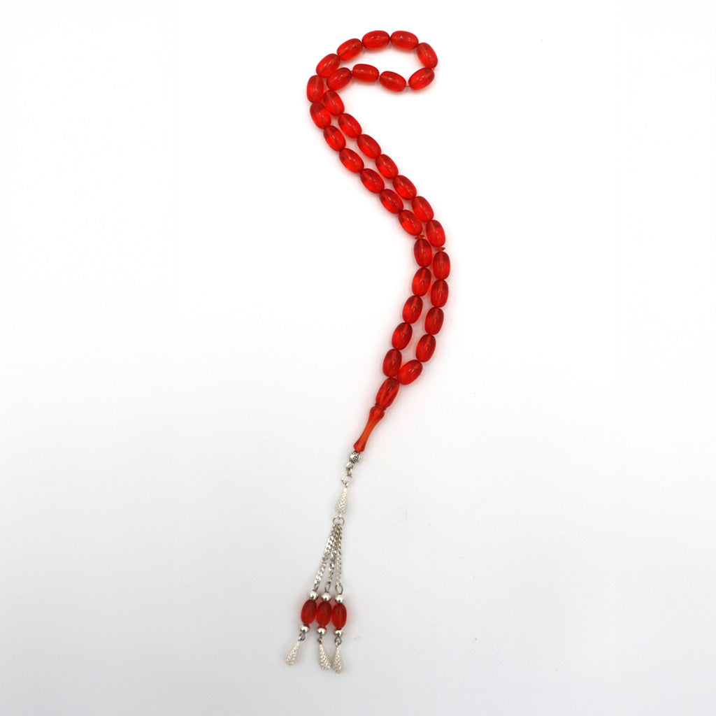 Light Rose Pressed Amber Misbah With 33 Beads M225