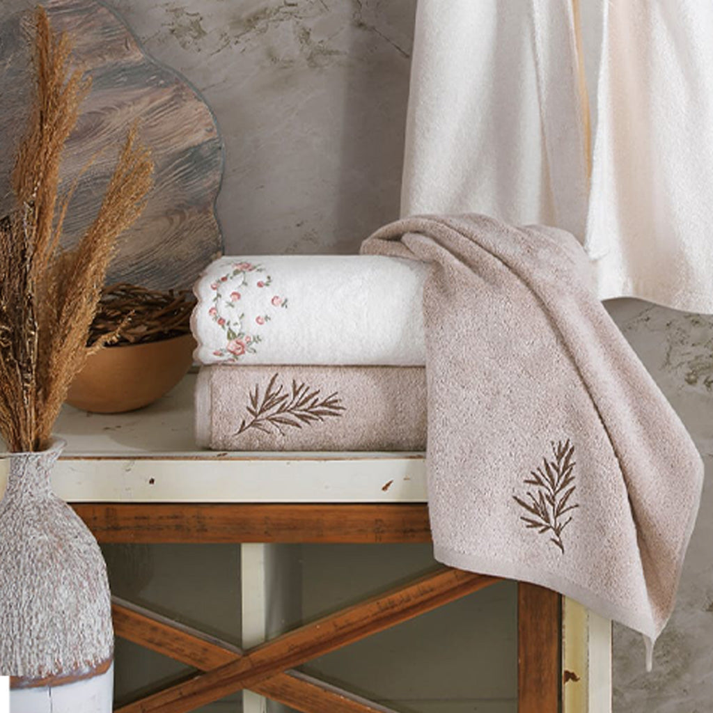 Vellavia Bathrobe Set Cream - Cappucino 70% Bamboo 30% Cotton 6 Pcs
