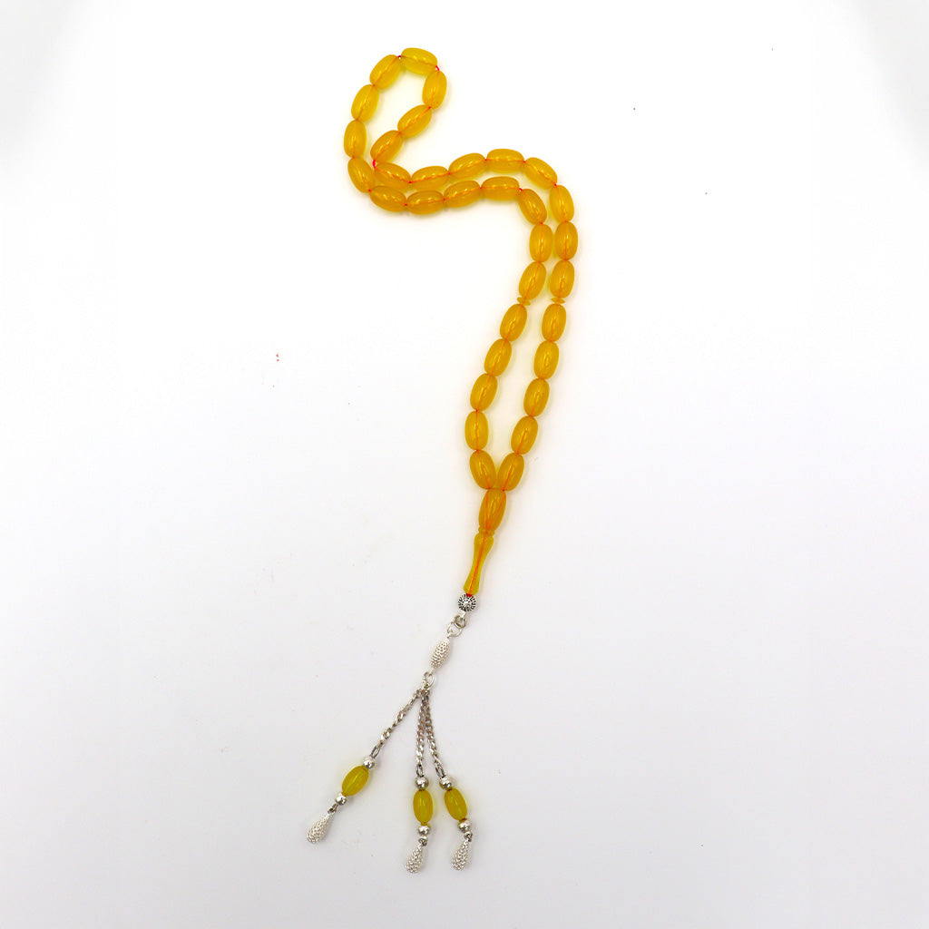 Golden Yellow Pressad Amber Misbah With 33 Beads M232