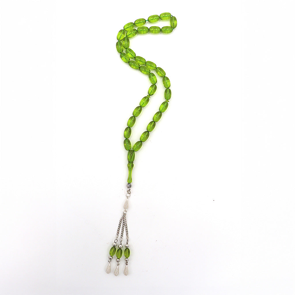 Mint Green Pressad Amber Misbah With 33 Beads M221
