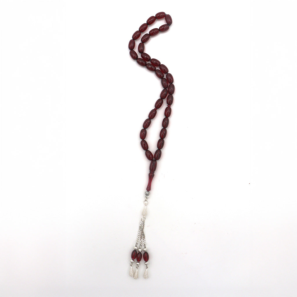 Rose Red Pressad Amber Misbah With 33 Beads m220