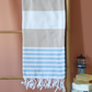 Cotton,Turkish beach towel has blue and brown stripes
